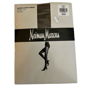 Vtg Neiman Marcus Silken Sheer Grey 9411 "B" Sandal Toe Control Pantyhose NOS